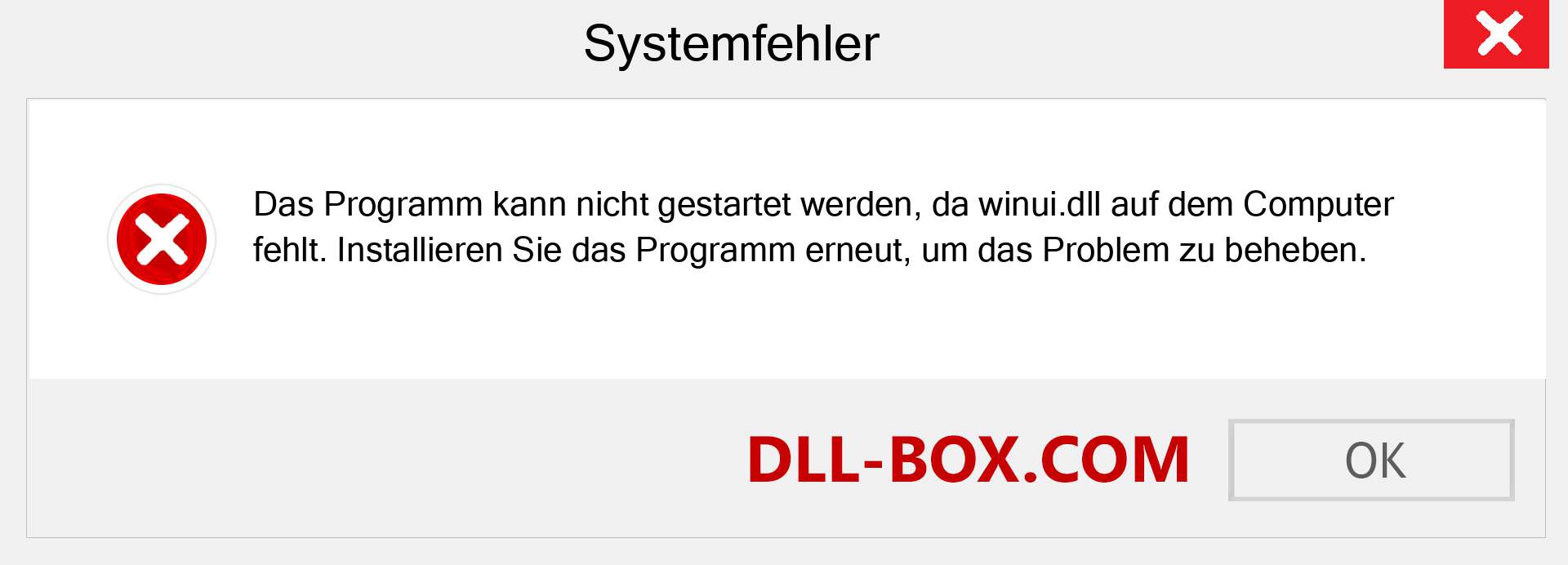 winui.dll-Datei fehlt?. Download für Windows 7, 8, 10 - Fix winui dll Missing Error unter Windows, Fotos, Bildern