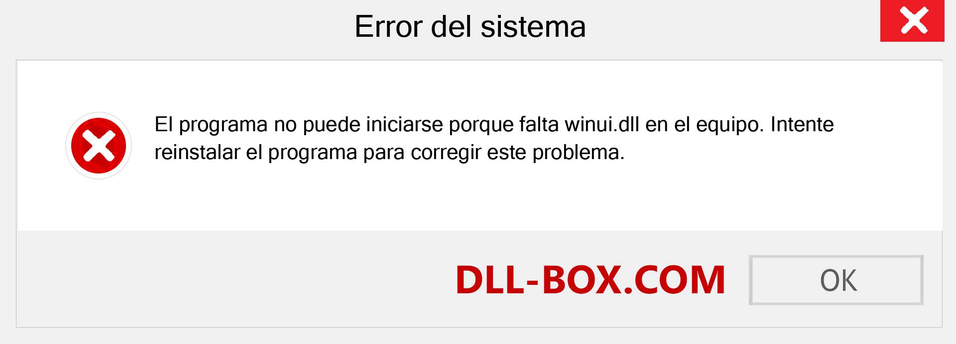 ¿Falta el archivo winui.dll ?. Descargar para Windows 7, 8, 10 - Corregir winui dll Missing Error en Windows, fotos, imágenes